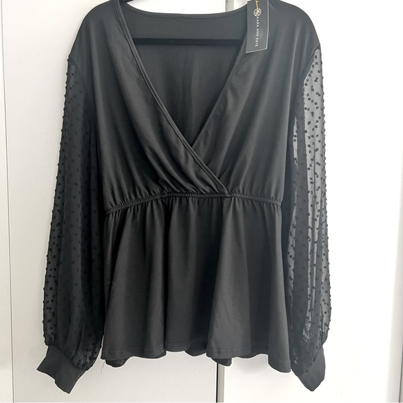 Kara and Kate Swiss Dot Peplum Blouse - Picture 1 of 3